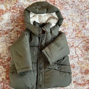 Zara Warm Olive Kids Puffer Jacket